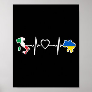 Poster Bandeira Italiana Ucraniana - Coração de Ucrânia I