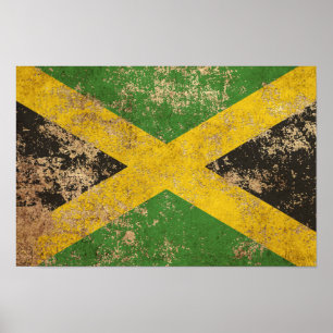 Póster Bandeira jamaicana da Vintage, de idade bruta