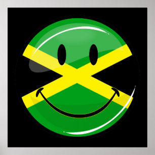 Póster Bandeira jamaicana sorridente