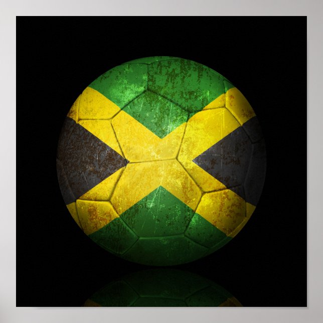 Poster Bandeira jamaicana vestida de futebol (Frente)