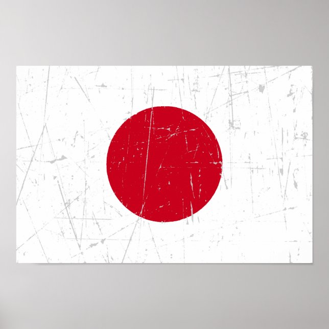 Poster Bandeira Japonesa Assaltada e Arranhada (Frente)
