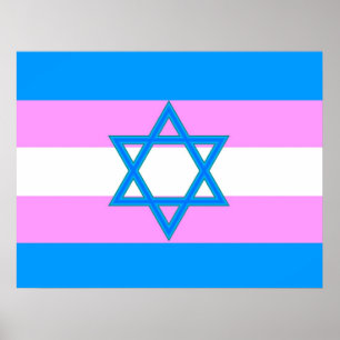 Poster Bandeira judaica do orgulho do Transgender