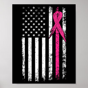 Poster Bandeira Laço Rosa Mês de Conscientização do Cânce