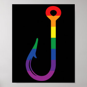 Poster Bandeira Lgbt Gancho de Pesca Orgulho Gay Angler Q