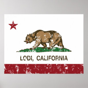 Póster Bandeira Lodi do estado de Califórnia