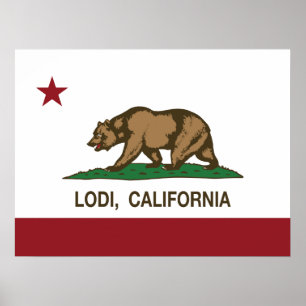 Póster Bandeira Lodi do estado de Califórnia