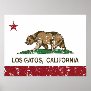 Póster Bandeira Los Gatos do estado de Califórnia