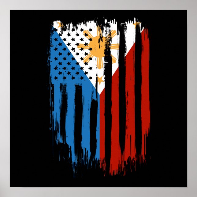 Poster Bandeira Metade Americana das Filipinas (Frente)