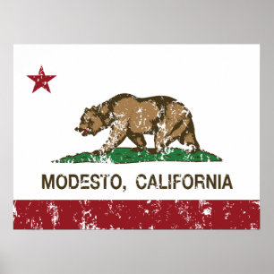 Poster Bandeira Modesto do estado de Califórnia