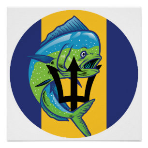 Póster Bandeira Nacional Animal Barbados Mahi-mahi