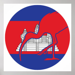 Poster Bandeira Nacional do Cambodja Ibis Cambojana