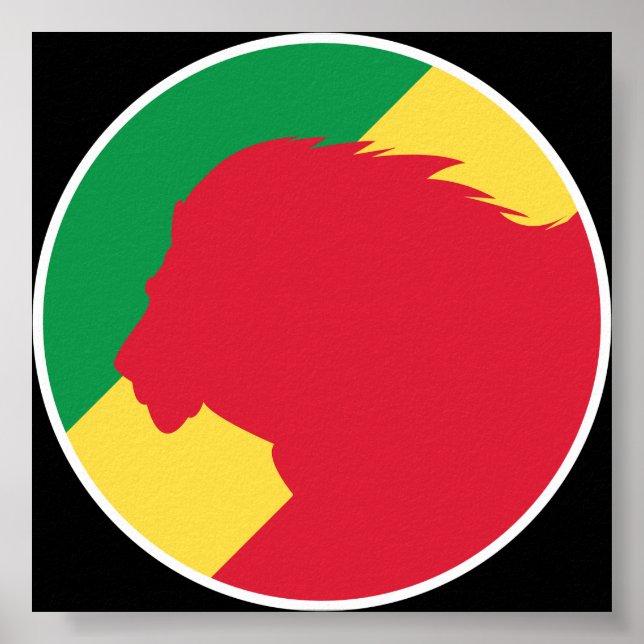 Poster Bandeira Nacional do Congo Lion Congolês (Frente)