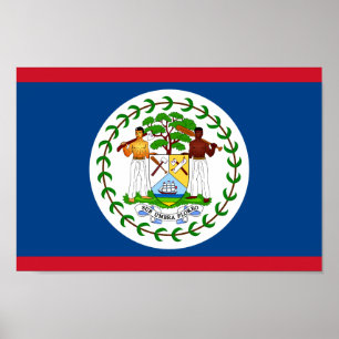 Poster Bandeira nacional do mundo de Belize