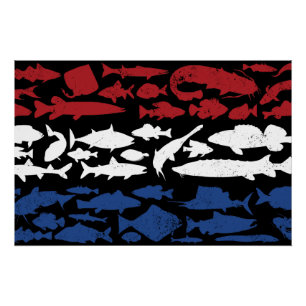 Póster Bandeira Neerlandesa Feita de Peixe - Design de Pe