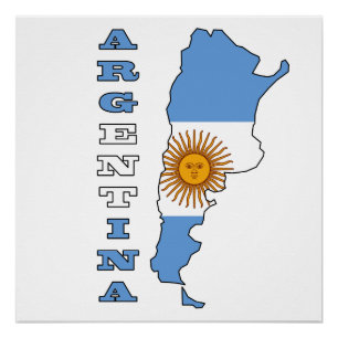 Póster Bandeira no mapa de Argentina