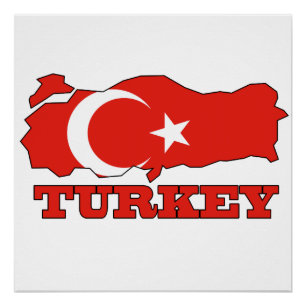 Póster Bandeira no mapa de Turquia