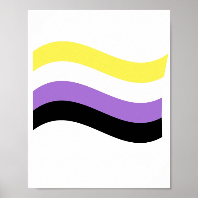 Poster Bandeira Ondulante Não Binária (Frente)