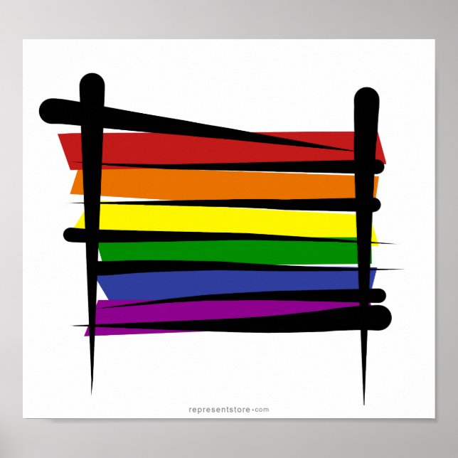 Poster Bandeira Orgulho gay do arco-íris (Frente)