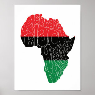 Poster Bandeira Pan-Africana Design de Arte Mês da Histór