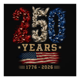 Póster Bandeira Patriótica Águia Americana 250 Anos