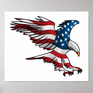 Poster Bandeira Patriótica Americana
