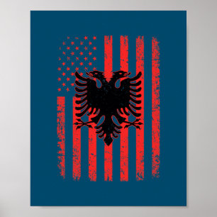 Poster Bandeira Patriótica Americana Bandeira Albânia