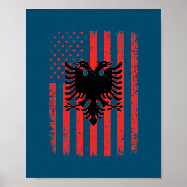 Poster Bandeira Patriótica Americana Bandeira Albânia (Frente)