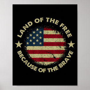 Poster Bandeira Patriótica Americana dos EUA 4 de Julho