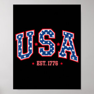 Poster Bandeira Patriótica Americana EUA Est 1776 4 de Ju