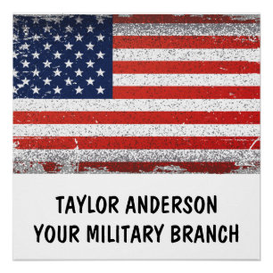 Póster Bandeira Patriótica Americana Personalizada