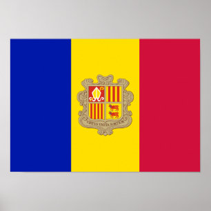 Poster Bandeira Patriótica de Andorra
