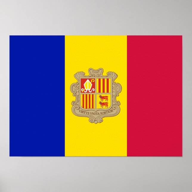 Poster Bandeira Patriótica de Andorra (Frente)