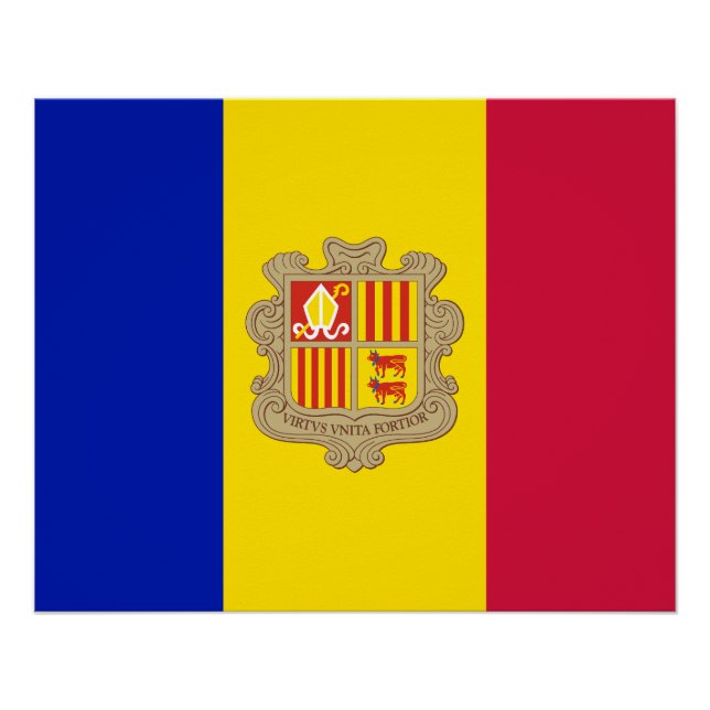 Póster Bandeira Patriótica de Andorra (Frente)