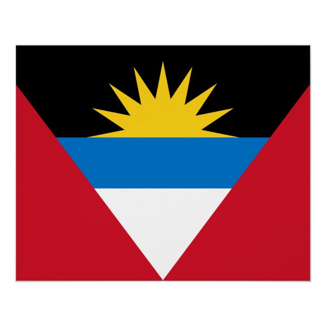 Póster Bandeira Patriótica de Antígua e Barbuda (Frente)