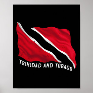 Poster Bandeira Patriótica Desgastada de Trinidad e Togo 
