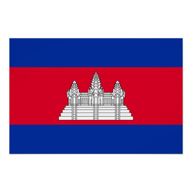 Póster Bandeira Patriótica do Camboja (Frente)
