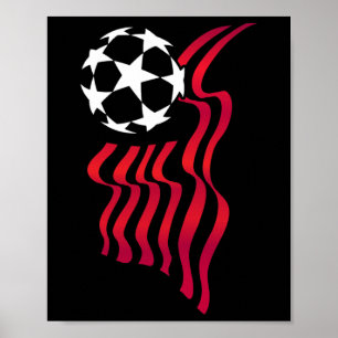 Poster Bandeira Patriótica Dos EUA Amante De Futebol Para