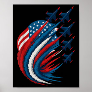 Poster Bandeira Patriótica Dos EUA Jatos De Caça Meninos