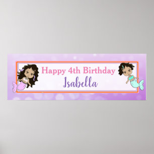 Poster Bandeira personalizada do aniversário da sereia