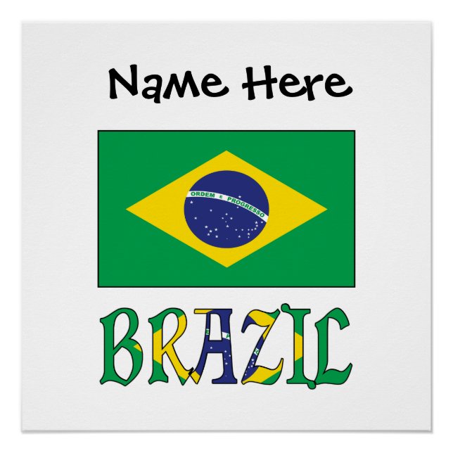 Póster Bandeira Personalizada do Brasil (Frente)