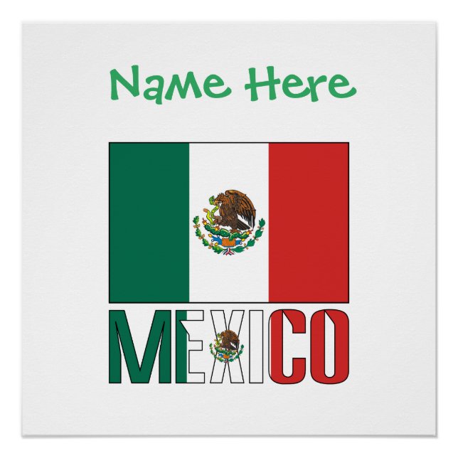 Póster Bandeira Personalizada do México (Frente)