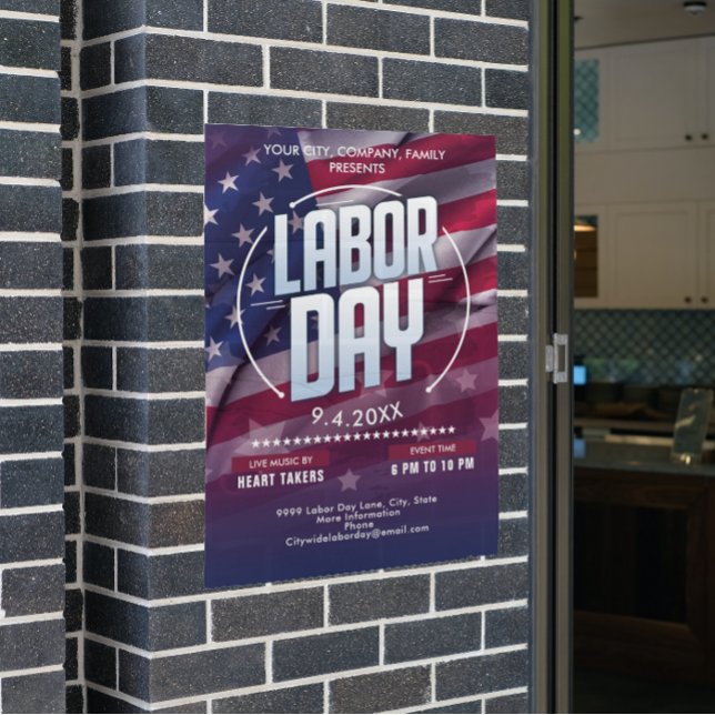 Poster Bandeira personalizada dos EUA Celebração do Dia d (Custom USA Flag Labor Day Celebration Event Poster)