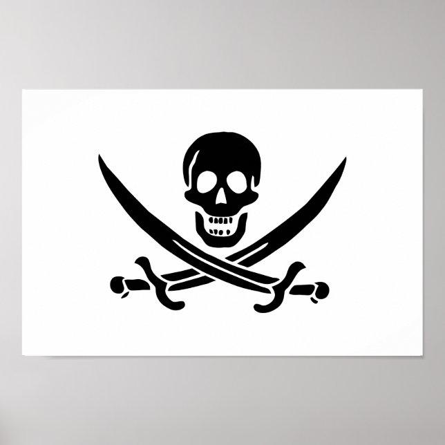 Poster Bandeira Pirata Caveira Espadas Cruzadas (Frente)