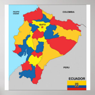 Póster bandeira política do mapa do país de Equador