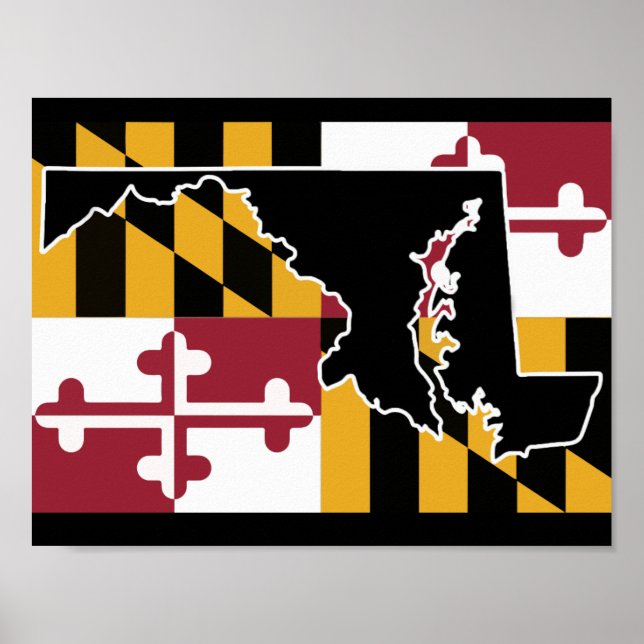 Póster Bandeira/poster de Estado de Maryland - preto (Frente)