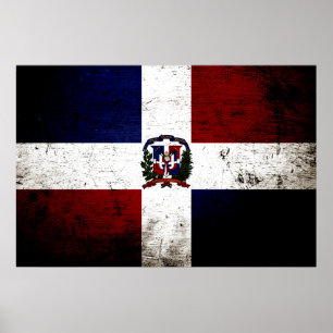 Poster Bandeira preta da República Dominicana do Grunge