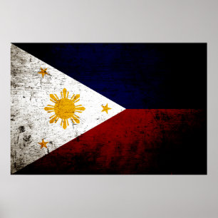 Poster Bandeira preta de Filipinas do Grunge