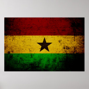 Póster Bandeira preta de Ghana do Grunge