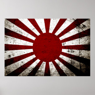 Poster Bandeira preta de Sun de ascensão de Japão do