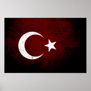 Póster Bandeira preta de Turquia do Grunge